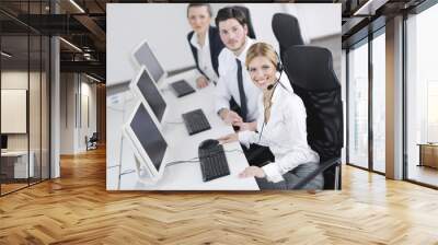 business people group working in customer and help desk office Wall mural