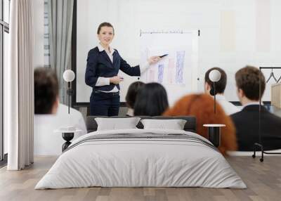 business woman giving presentation Wall mural