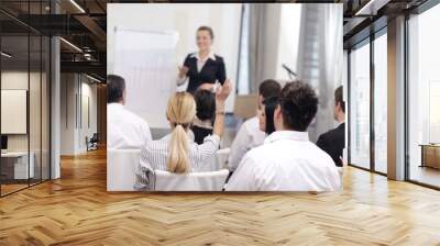 business woman giving presentation Wall mural