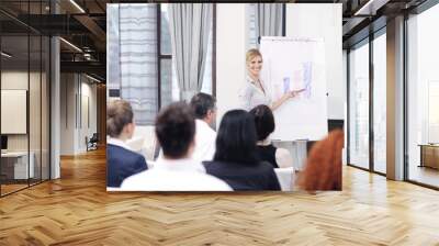 business woman giving presentation Wall mural