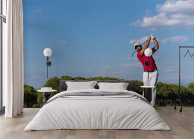 golf player hitting long shot Wall mural