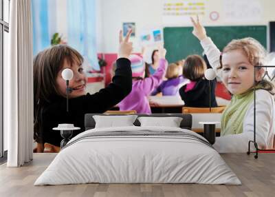 happy teacher in  school classroom Wall mural