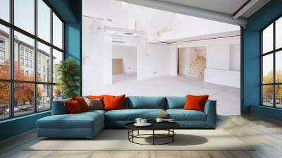 Interior of empty stylish modern open space two level apartment Wall mural