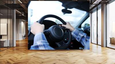 man using car navigation Wall mural