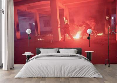 military troops in action urban environment Wall mural