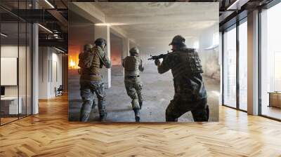 military troops in action urban environment Wall mural