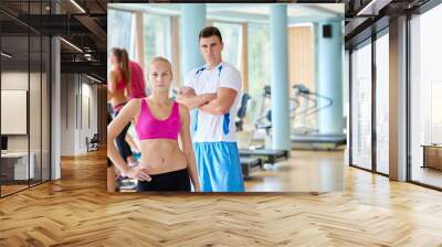 people group in fitness gym Wall mural