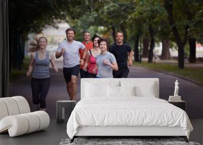 people group jogging Wall mural