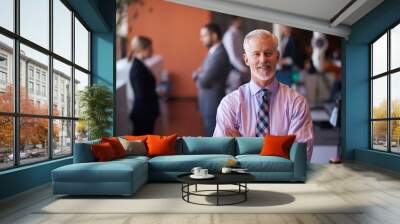 senior business man with his team at office Wall mural