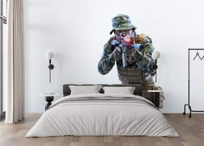 soldier in action aiming laseer sight optics Wall mural