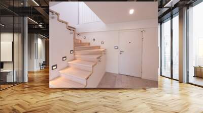 stylish interior with wooden stairs Wall mural