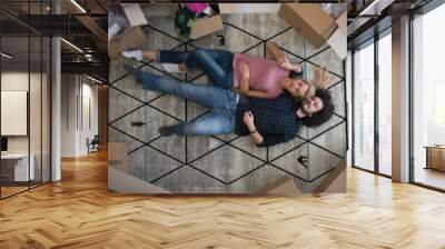 Top view of attractive young couple Wall mural