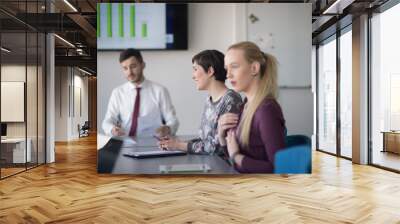 young business people group on meeting at office Wall mural