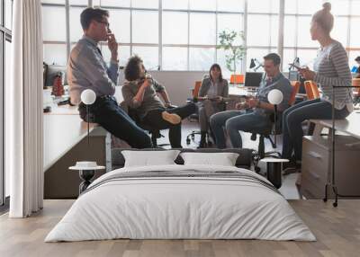 Young Business Team At A Meeting at modern office building Wall mural