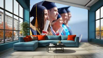 young graduates students group Wall mural