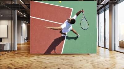 young man play tennis outdoor Wall mural