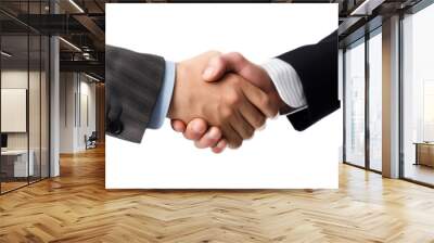 A handshake between two businessmen wearing suits isolated on a transparent background, Generative AI Wall mural