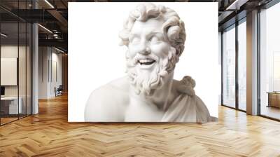 A portrait of a man smiling as a marble statue on a transparent background, Generative AI Wall mural