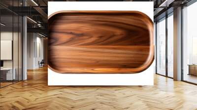 A wooden serving tray seen from above isolated on a transparent background Wall mural