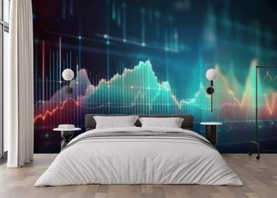 Abstract finance investing background with charts data and graphs, Generative AI Wall mural