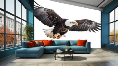 An American bald eagle flying on a transparent background, Generative AI Wall mural