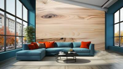 Top view of light wood or plywood texture, Generative AI Wall mural