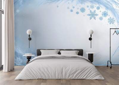 A festive blue background adorned with delicate snowflakes evokes a winter wonderland ideal for Christmas cards or winter designs Wall mural