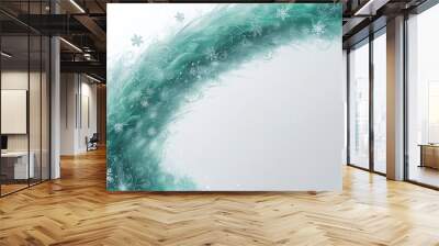 Abstract blue liquid with splashing white bubbles, isolated on a clean background Wall mural