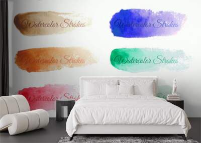 Set of colorful vector brush strokes Wall mural