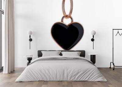 A stylish black heart-shaped key pendant, perfect for expressing love and charm in jewelry collections. Wall mural