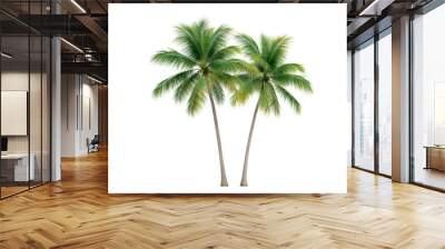 Two beautiful palm trees swaying gently in the tropical breeze, perfect for nature-themed designs and summer vibes. Wall mural