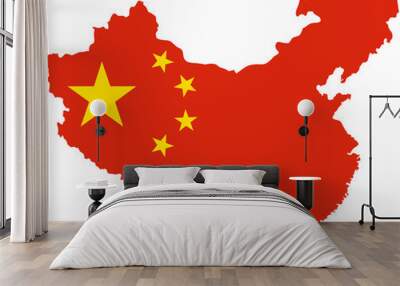 Map of China with national flag Wall mural