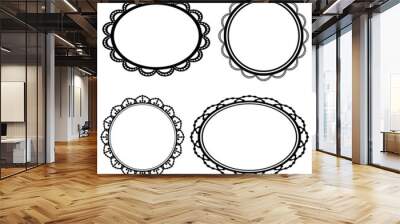 Set frame oval lace black silhouette Wall mural