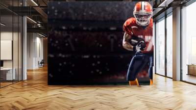 American football player in action at game time Wall mural