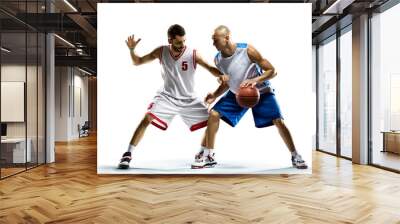 Basketball players isolated on white Wall mural