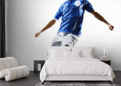 Professional football soccer player in action isolated white background Wall mural