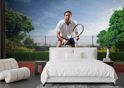 Young man is playing tennis Wall mural