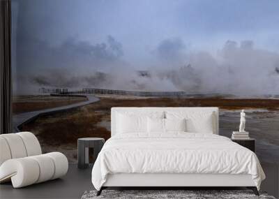 Dramatic View of Yellowstone National Park in the Winter with Some Snowfall Wall mural