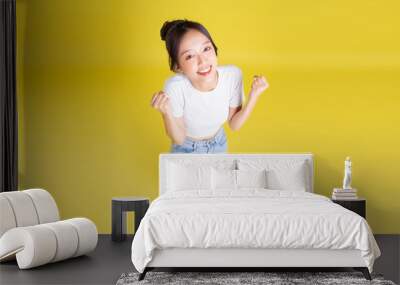 full body image of beautiful asian girl top view Wall mural