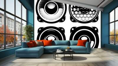 set of templates for posters or badges with monochrome acoustic speakers Wall mural