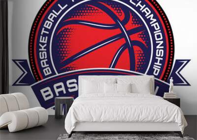 template with basketball ball. vector editable color illustration on the theme of sport.. element fo Wall mural