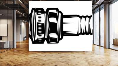 Vector monochrome illustration with spark plug on white background Wall mural