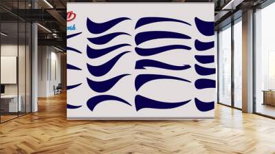 Vector set of texting tails. Sport logo typography vector elements. Swirl swash stroke design, curl typographic illustration Wall mural