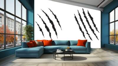 Claw mark vector silhouette set. Claws beast ripped marks. Wall mural