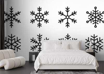 Snowflake vector outline icons. Snowflakes linear icon set. Wall mural