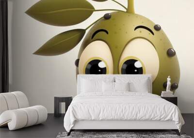 Cute Cartoon Olives Character. Generative Ai. Wall mural