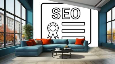 SEO qualifications icon. Line, outline design. Wall mural