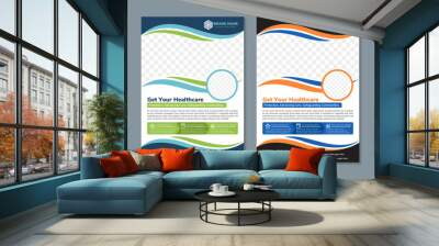 collection of Healthcare cover a4 template design for a report and medical flyer, Magazine, Poster, Corporate Presentation, Portfolio, Flyer, infographic, icon, vertical layout modern, photo space Wall mural