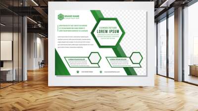 Horizontal layout of Green annual report brochure flyer design template. Leaflet cover presentation abstract background for business, magazines, posters, booklets, banners. space for photo Wall mural