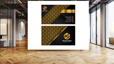 Luxury and elegant black gold business cards template on black background. diagonal space for gold square pattern. sample place of text and icon location.  Wall mural